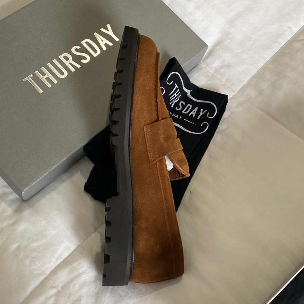 Versitile, stylish sophisticated new Thursday Boot Co suede lug-soled loafer - Picture 3 of 4